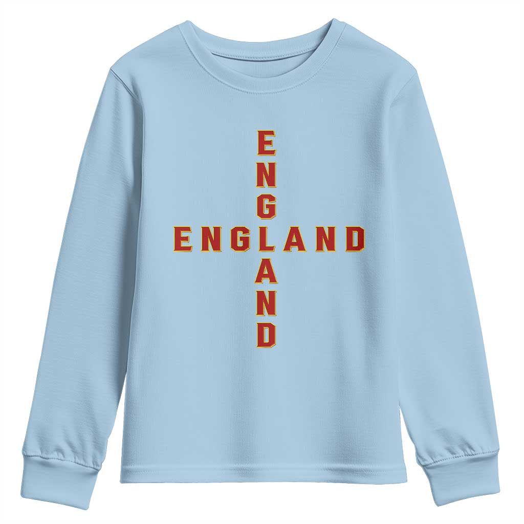 England Pride Cross Shape Typography Graphic Youth Sweatshirt TS12 Light Blue Print Your Wear