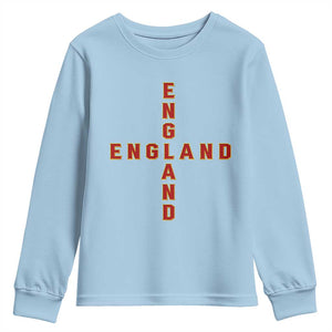 England Pride Cross Shape Typography Graphic Youth Sweatshirt TS12 Light Blue Print Your Wear