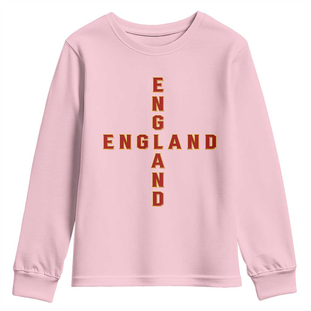 England Pride Cross Shape Typography Graphic Youth Sweatshirt TS12 Light Pink Print Your Wear