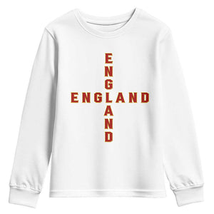 England Pride Cross Shape Typography Graphic Youth Sweatshirt TS12 White Print Your Wear