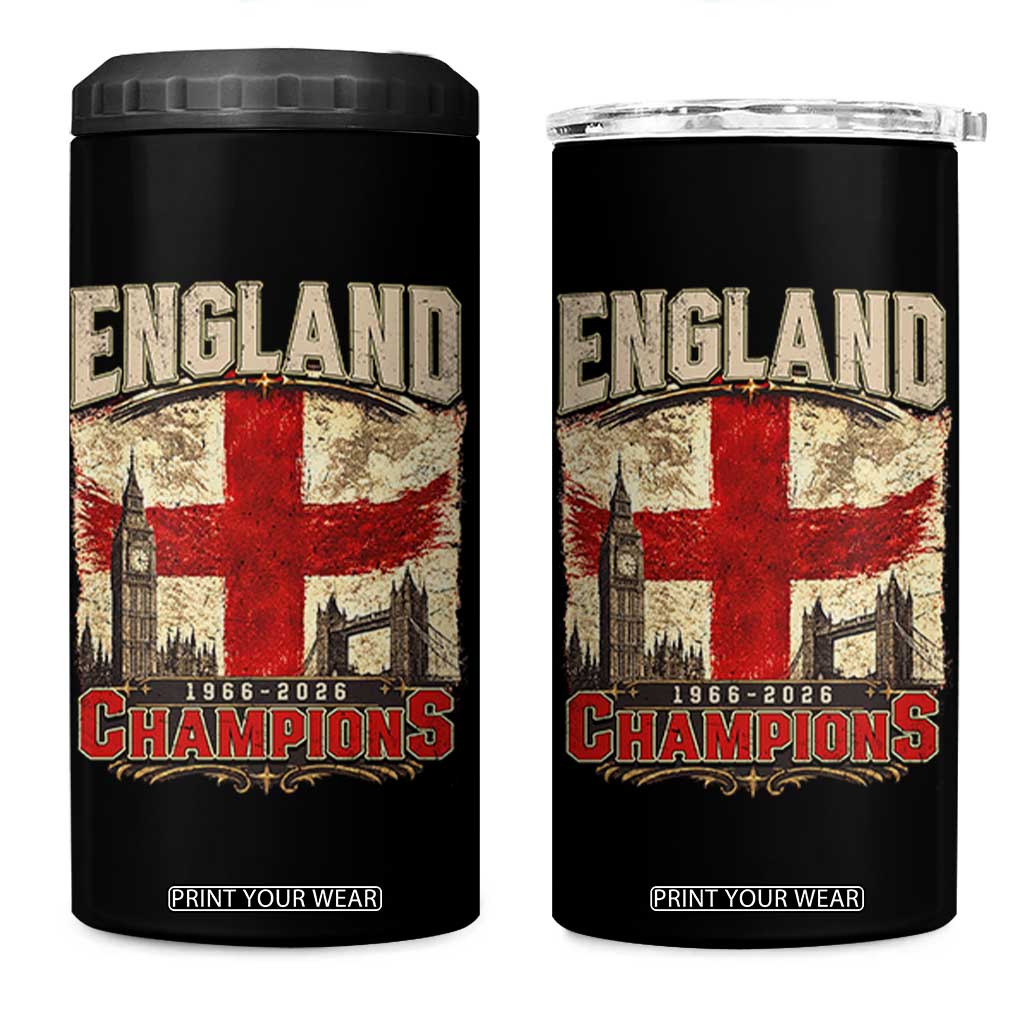 Vintage England Champions 4 in 1 Can Cooler Tumbler Proud Football Fan Heritage TS12 One Size: 16 oz Black Print Your Wear