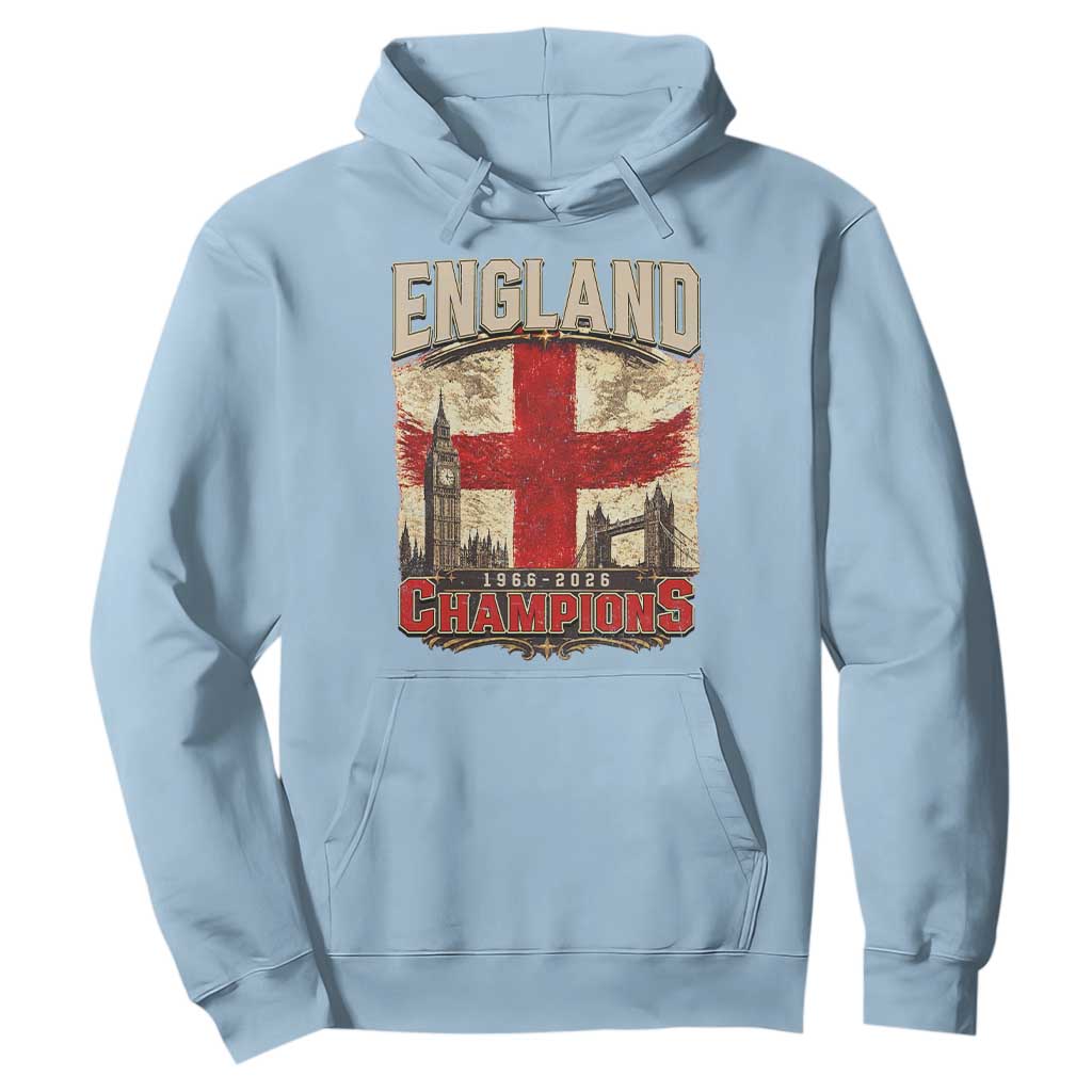 Vintage England Champions Hoodie Proud Football Fan Heritage TS12 Light Blue Print Your Wear