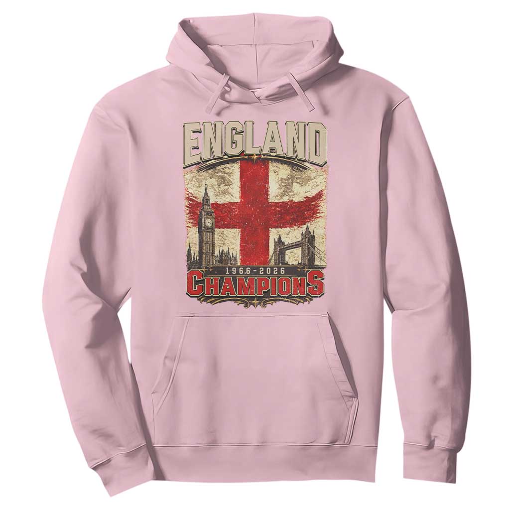 Vintage England Champions Hoodie Proud Football Fan Heritage TS12 Light Pink Print Your Wear