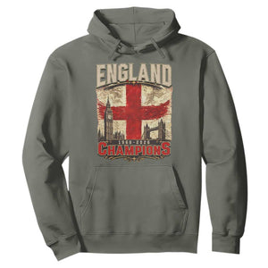Vintage England Champions Hoodie Proud Football Fan Heritage TS12 Military Green Print Your Wear