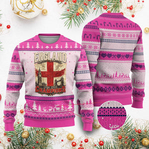 Vintage England Champions Ugly Christmas Sweater Proud Football Fan Heritage TS12 Hot Pink Print Your Wear