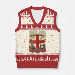Vintage England Champions V-Neck Knit Sweater Vest Proud Football Fan Heritage TS12 Beige Red Print Your Wear