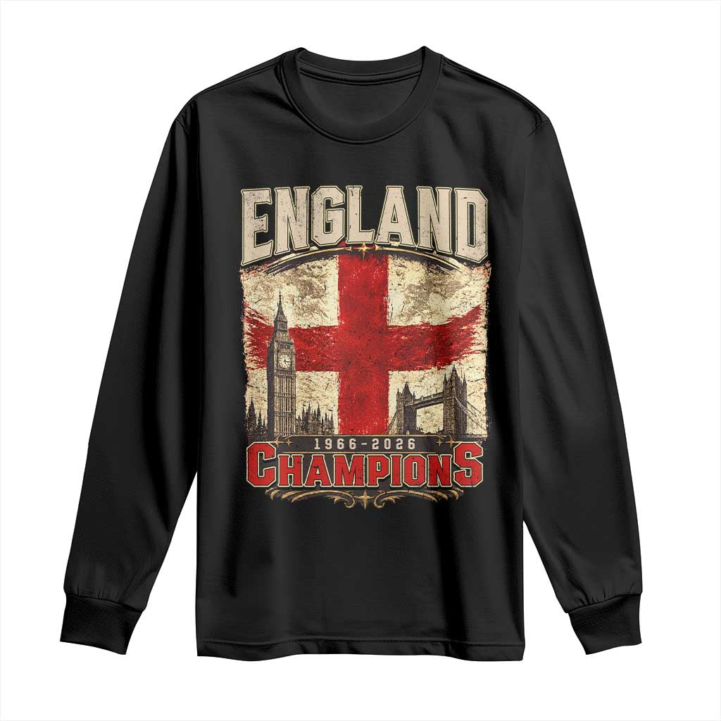 Vintage England Champions Long Sleeve Shirt Proud Football Fan Heritage TS12 Black Print Your Wear