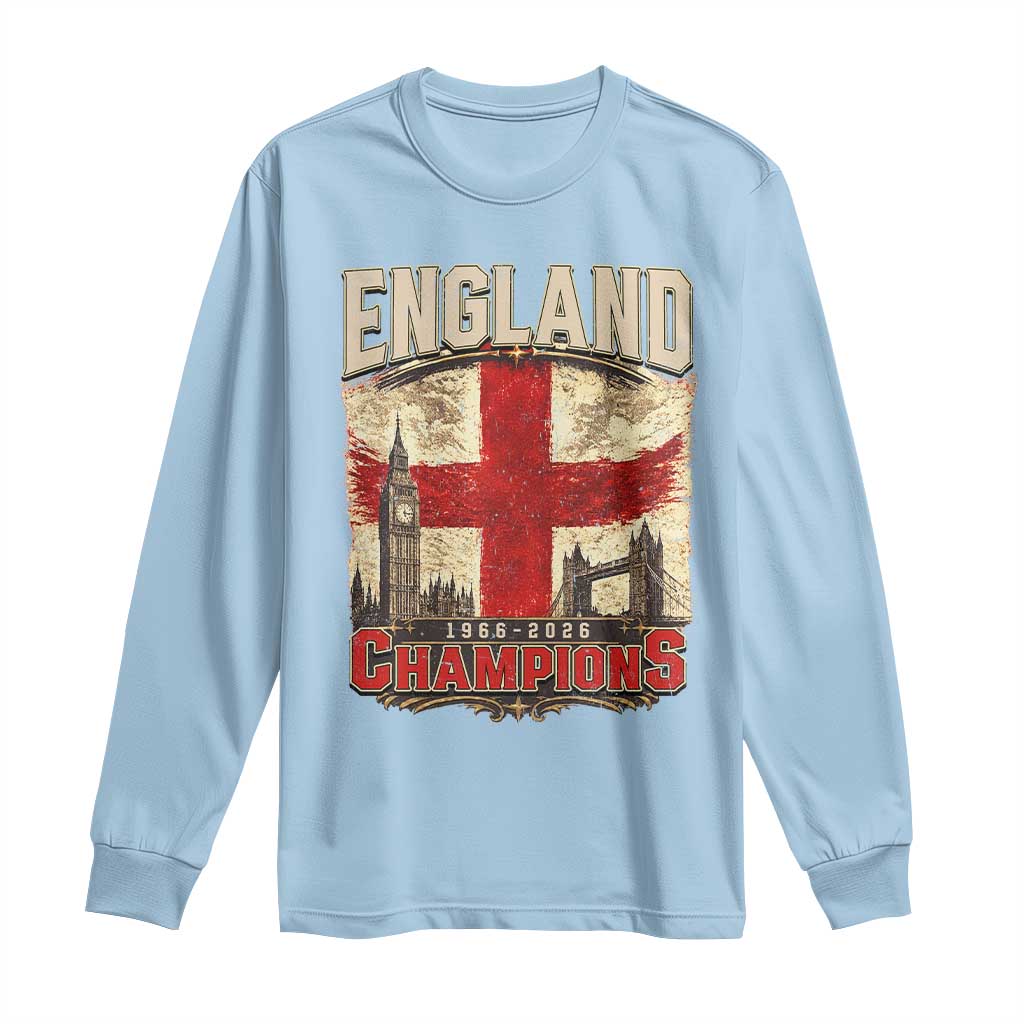 Vintage England Champions Long Sleeve Shirt Proud Football Fan Heritage TS12 Light Blue Print Your Wear