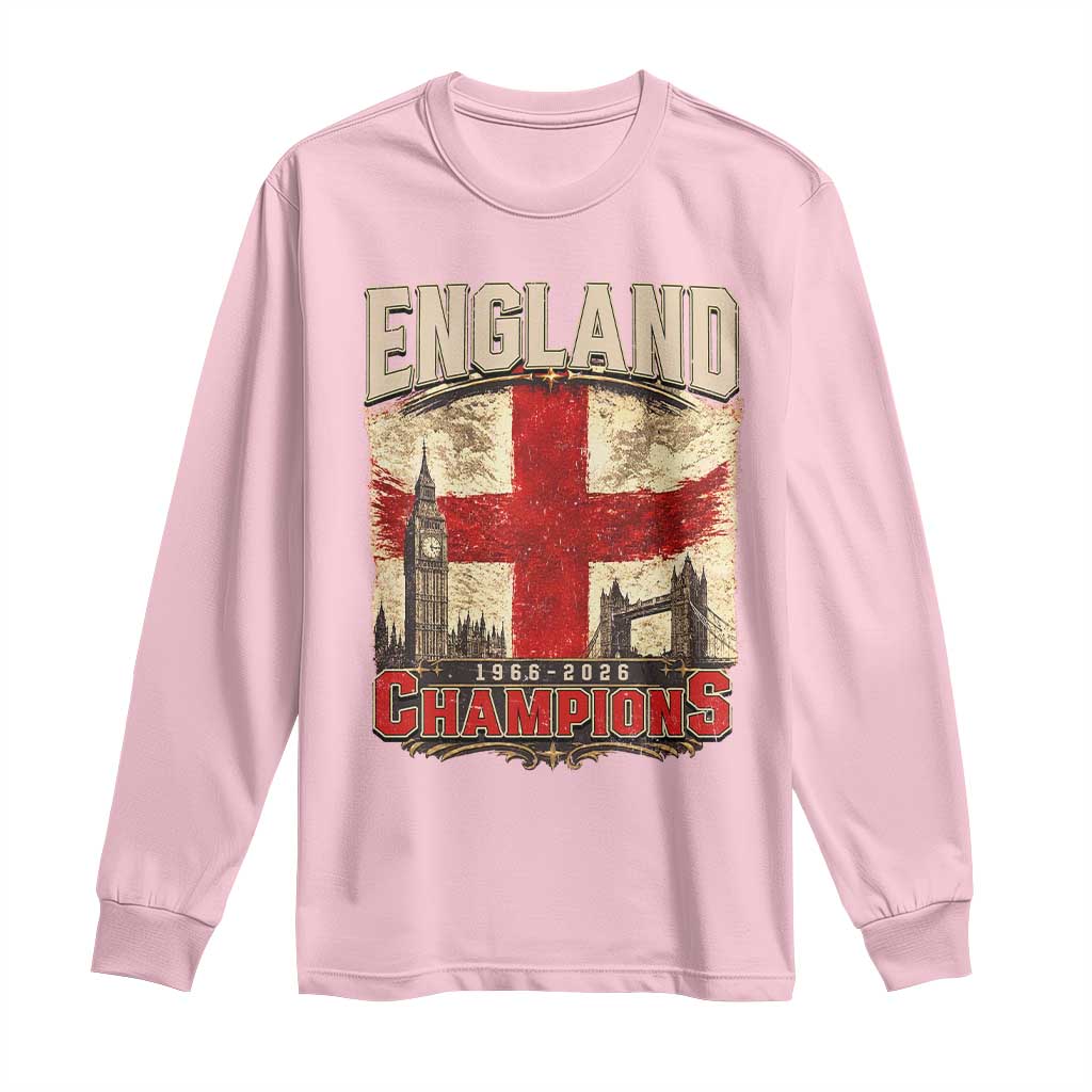 Vintage England Champions Long Sleeve Shirt Proud Football Fan Heritage TS12 Light Pink Print Your Wear