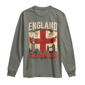 Vintage England Champions Long Sleeve Shirt Proud Football Fan Heritage TS12 Military Green Print Your Wear