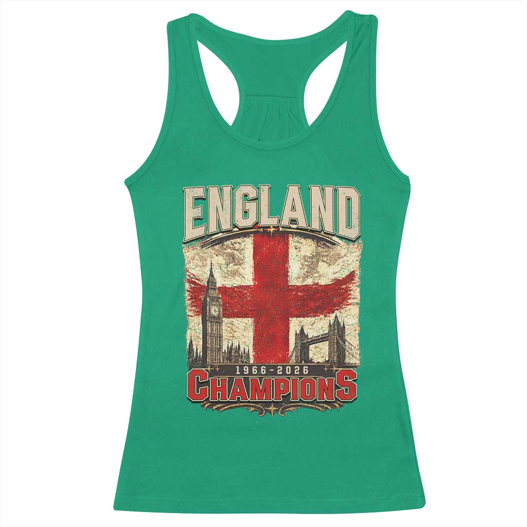 Vintage England Champions Racerback Tank Top Proud Football Fan Heritage TS12 Irish Green Print Your Wear