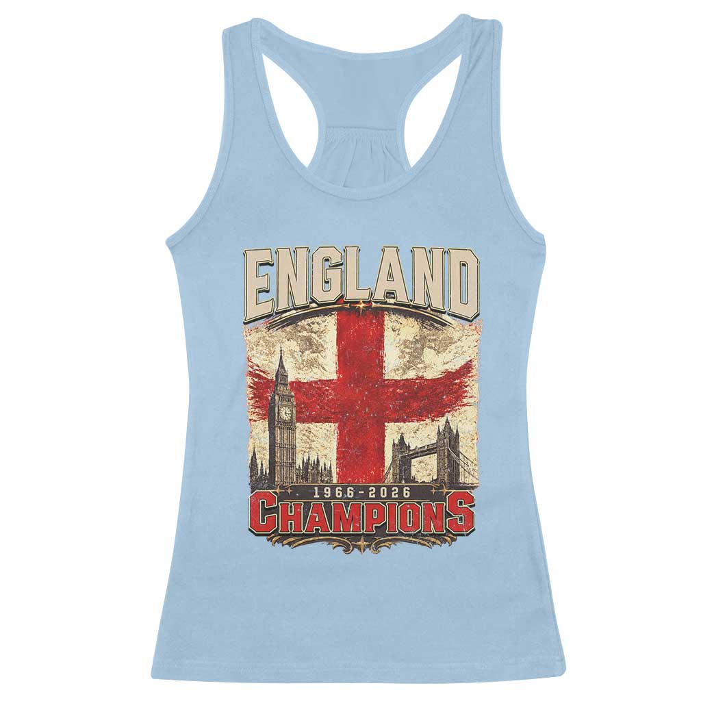 Vintage England Champions Racerback Tank Top Proud Football Fan Heritage TS12 Light Blue Print Your Wear