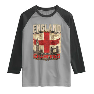 Vintage England Champions Raglan Shirt Proud Football Fan Heritage TS12 Sport Gray Black Print Your Wear