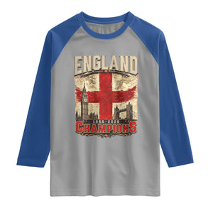 Vintage England Champions Raglan Shirt Proud Football Fan Heritage TS12 Sport Gray Royal Print Your Wear