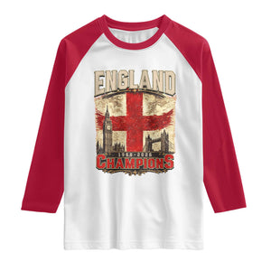 Vintage England Champions Raglan Shirt Proud Football Fan Heritage TS12 White Red Print Your Wear