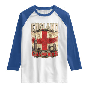 Vintage England Champions Raglan Shirt Proud Football Fan Heritage TS12 White Royal Print Your Wear