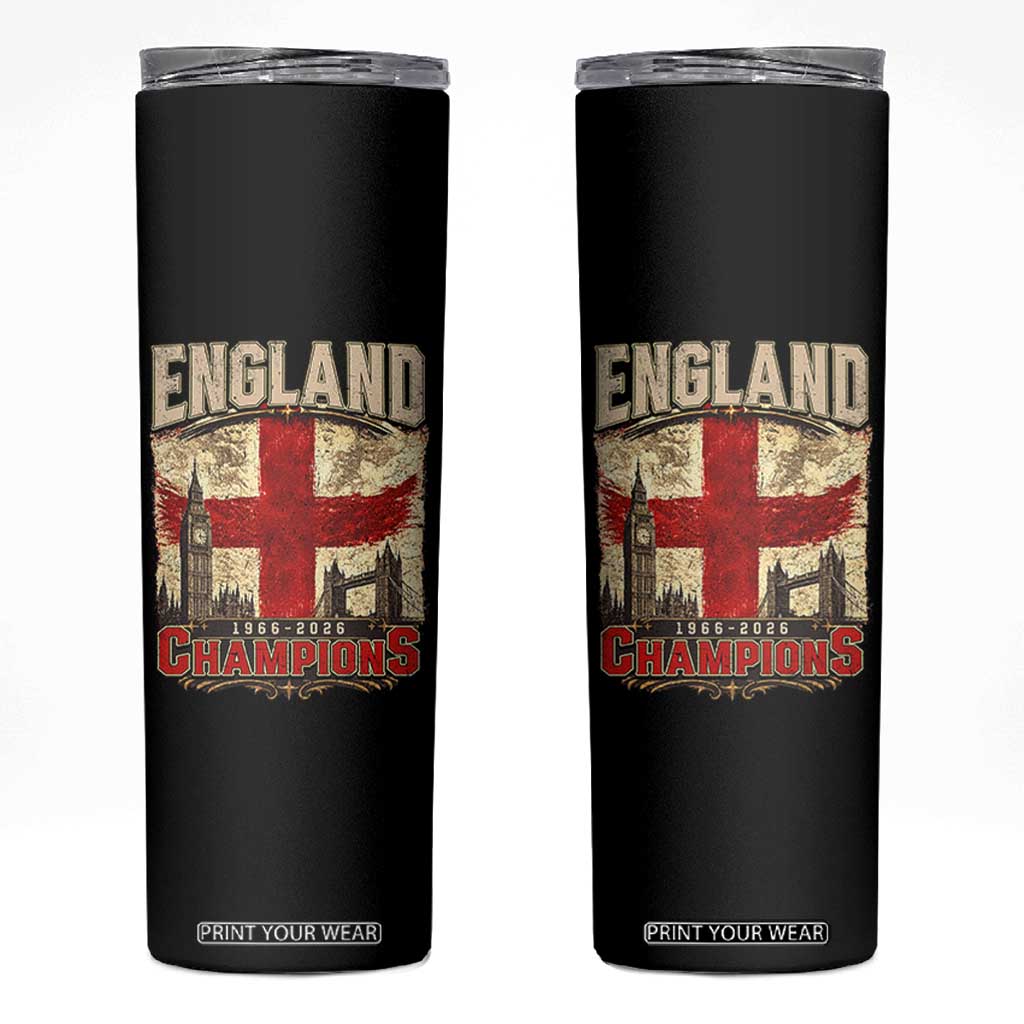 Vintage England Champions Skinny Tumbler Proud Football Fan Heritage TS12 Black Print Your Wear