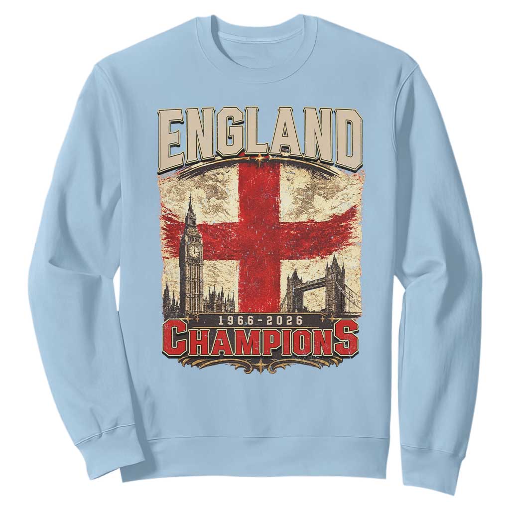 Vintage England Champions Sweatshirt Proud Football Fan Heritage TS12 Light Blue Print Your Wear