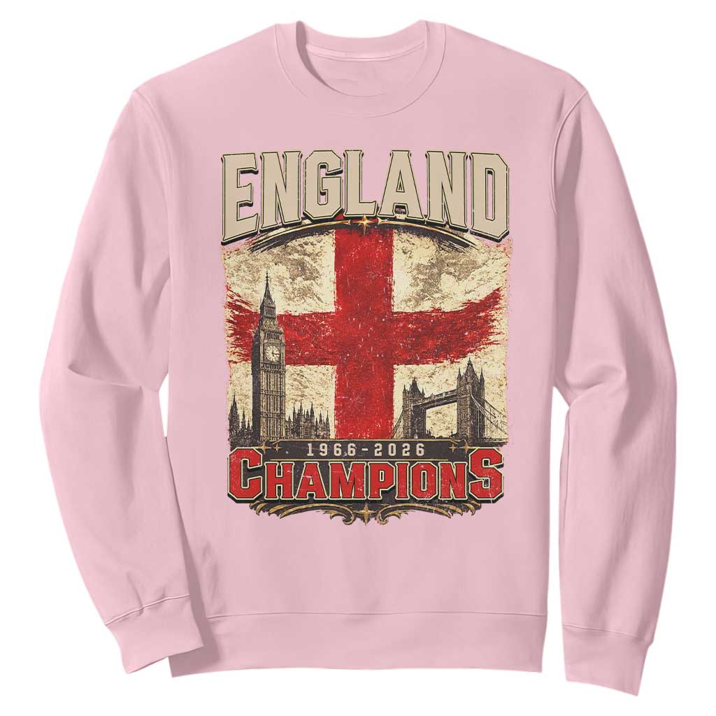 Vintage England Champions Sweatshirt Proud Football Fan Heritage TS12 Light Pink Print Your Wear