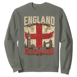 Vintage England Champions Sweatshirt Proud Football Fan Heritage TS12 Military Green Print Your Wear