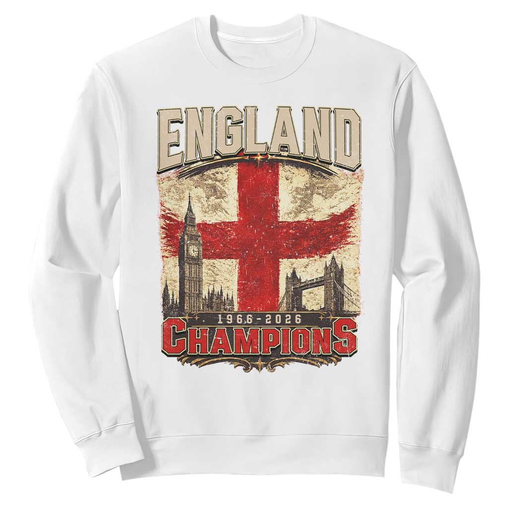 Vintage England Champions Sweatshirt Proud Football Fan Heritage TS12 White Print Your Wear