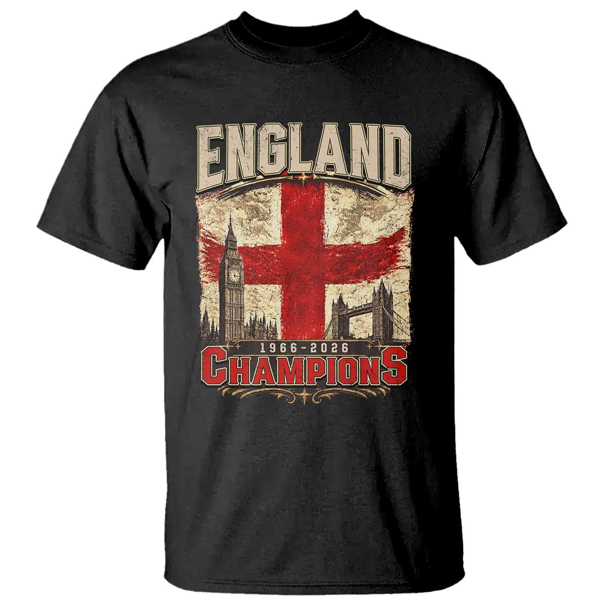 Vintage England Champions T Shirt Proud Football Fan Heritage TS12 Black Print Your Wear