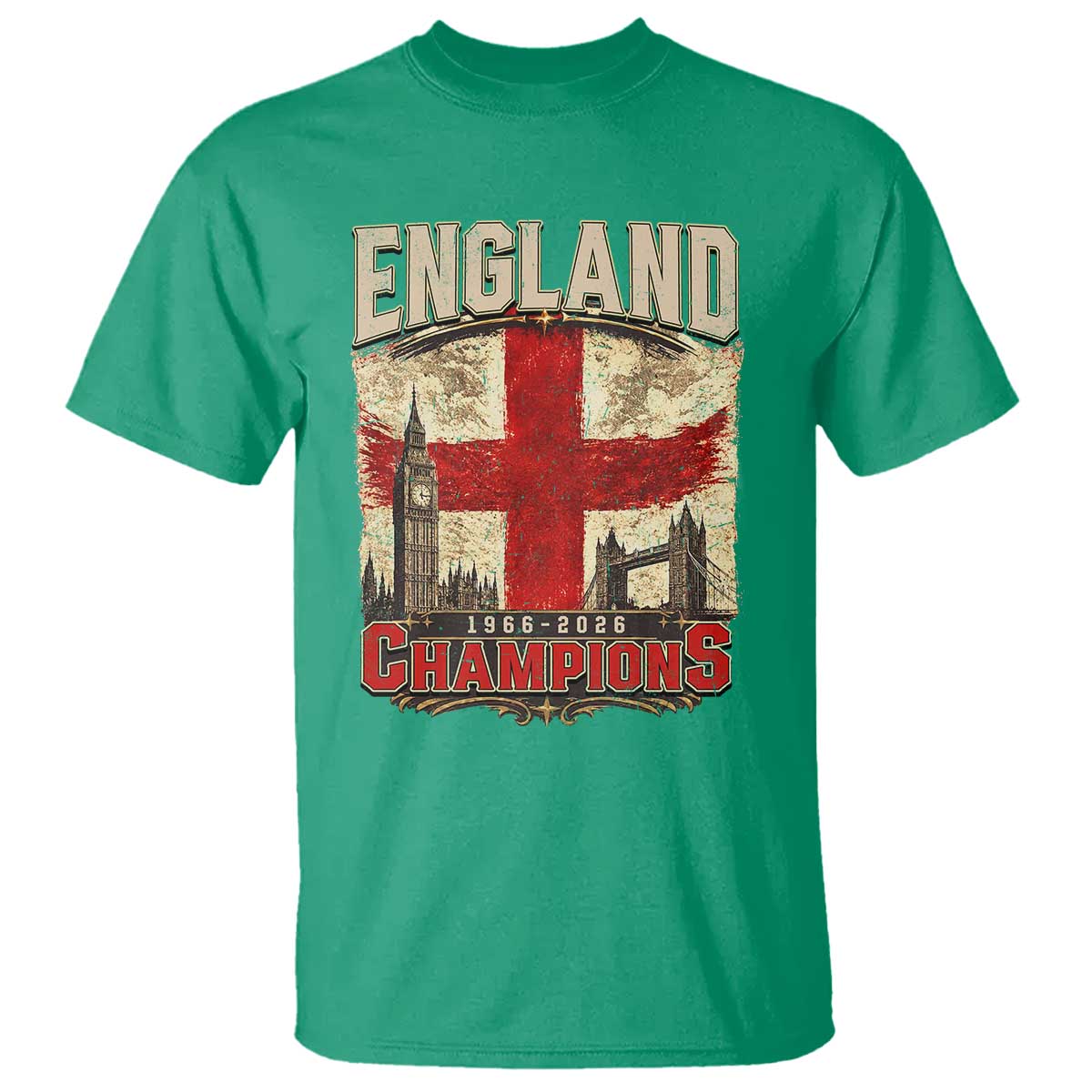 Vintage England Champions T Shirt Proud Football Fan Heritage TS12 Irish Green Print Your Wear