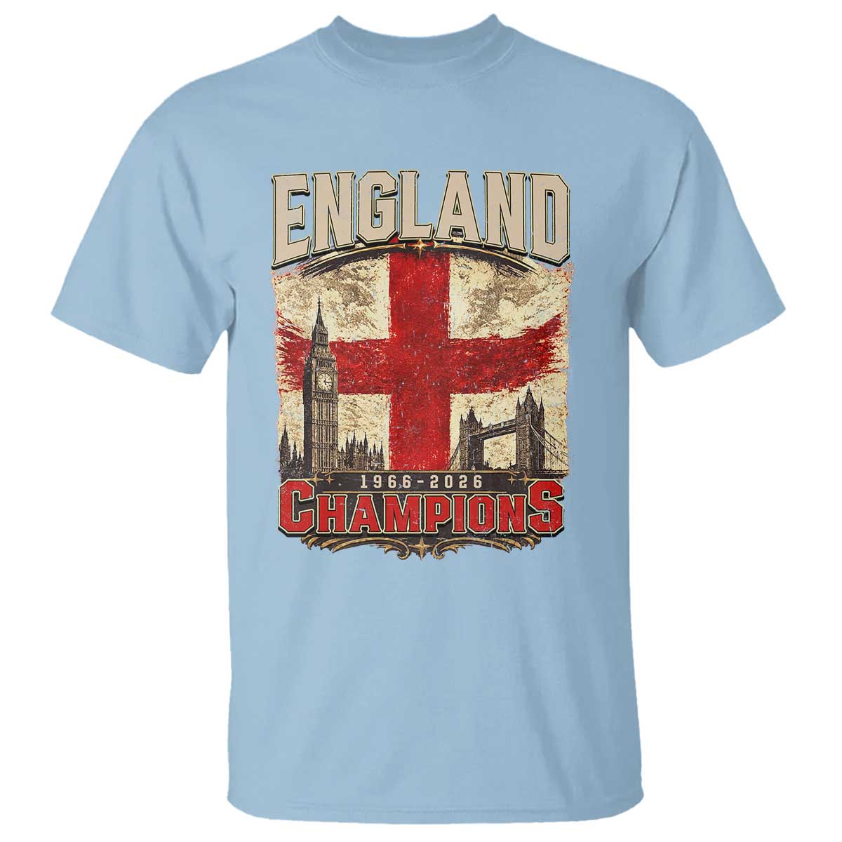 Vintage England Champions T Shirt Proud Football Fan Heritage TS12 Light Blue Print Your Wear