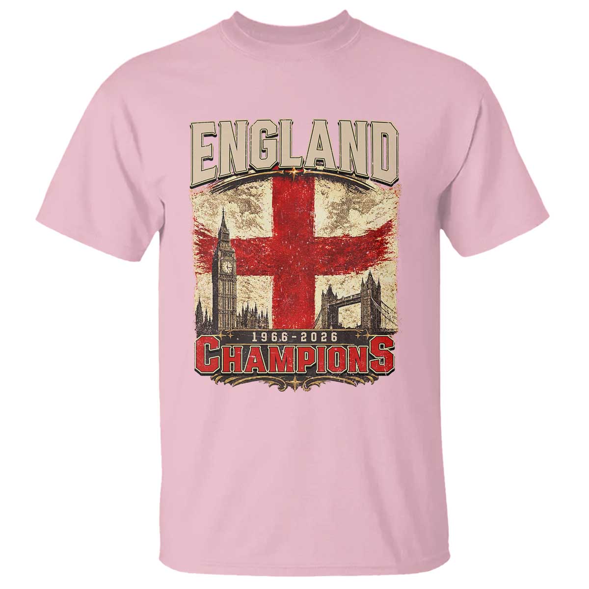 Vintage England Champions T Shirt Proud Football Fan Heritage TS12 Light Pink Print Your Wear