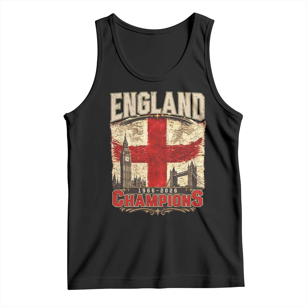Vintage England Champions Tank Top Proud Football Fan Heritage TS12 Black Print Your Wear