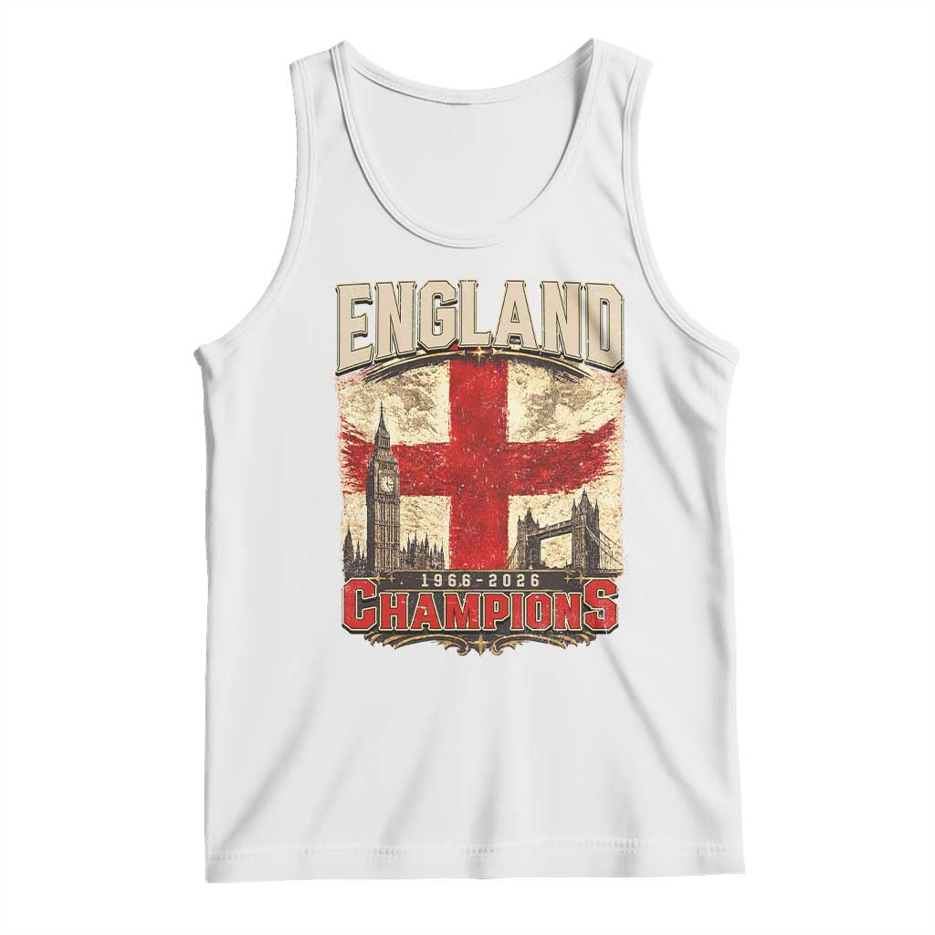 Vintage England Champions Tank Top Proud Football Fan Heritage TS12 White Print Your Wear