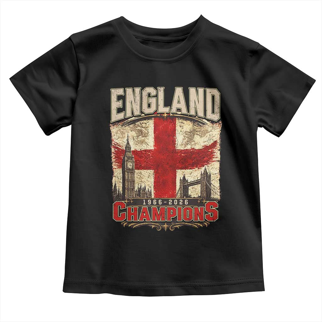 Vintage England Champions Toddler T Shirt Proud Football Fan Heritage TS12 Black Print Your Wear
