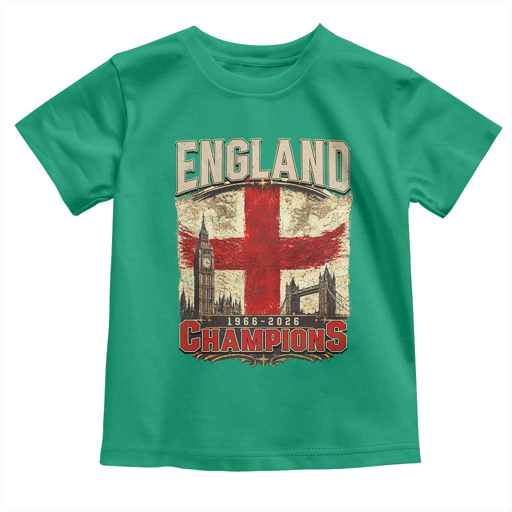 Vintage England Champions Toddler T Shirt Proud Football Fan Heritage TS12 Irish Green Print Your Wear
