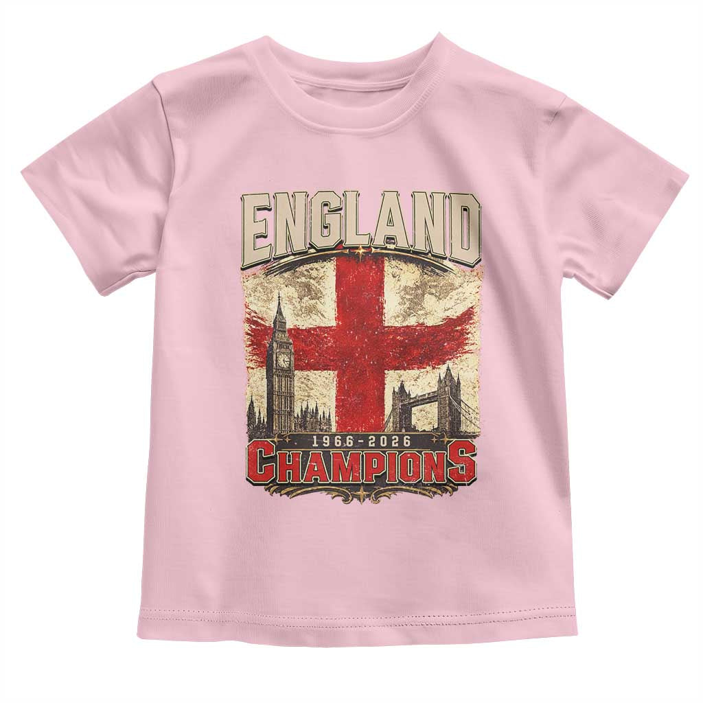 Vintage England Champions Toddler T Shirt Proud Football Fan Heritage TS12 Light Pink Print Your Wear