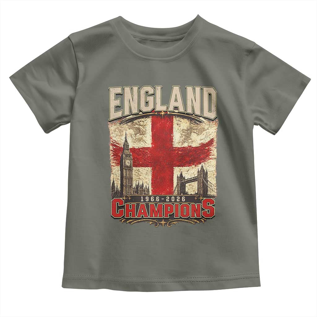 Vintage England Champions Toddler T Shirt Proud Football Fan Heritage TS12 Military Green Print Your Wear