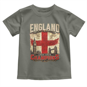 Vintage England Champions Toddler T Shirt Proud Football Fan Heritage TS12 Military Green Print Your Wear