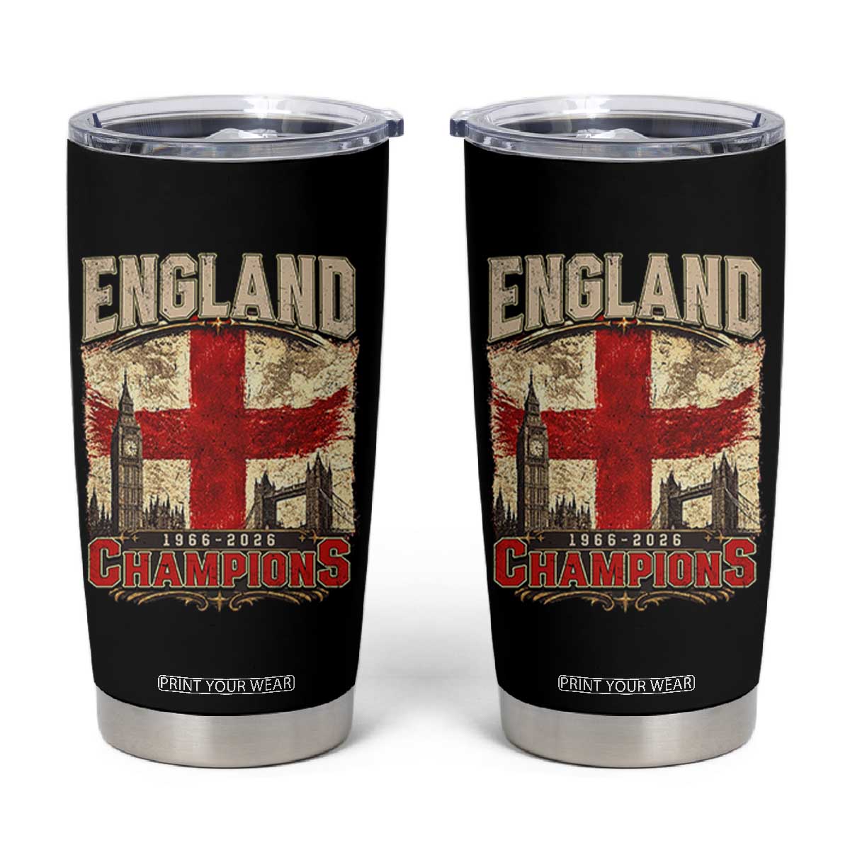 Vintage England Champions Tumbler Cup Proud Football Fan Heritage TS12 Black Print Your Wear