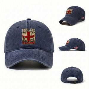 Vintage England Champions Washed Cotton Baseball Cap Proud Football Fan Heritage TS12 Washed Cap Universal Fit Navy Print Your Wear