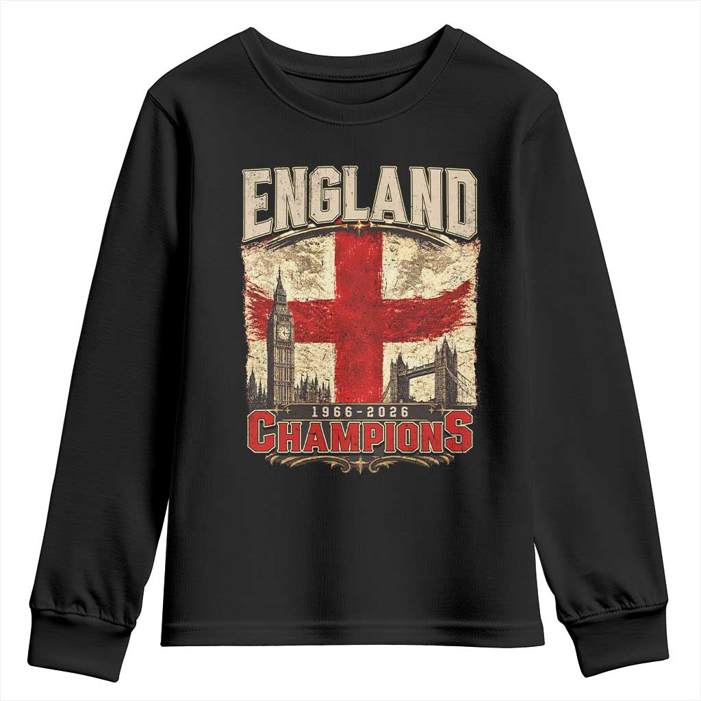 Vintage England Champions Youth Sweatshirt Proud Football Fan Heritage TS12 Black Print Your Wear