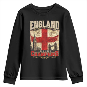 Vintage England Champions Youth Sweatshirt Proud Football Fan Heritage TS12 Black Print Your Wear