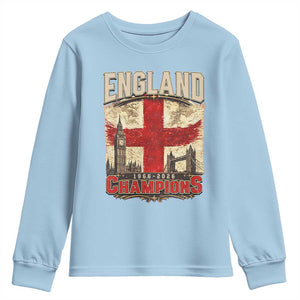 Vintage England Champions Youth Sweatshirt Proud Football Fan Heritage TS12 Light Blue Print Your Wear