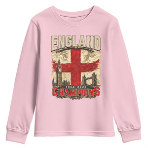 Vintage England Champions Youth Sweatshirt Proud Football Fan Heritage TS12 Light Pink Print Your Wear