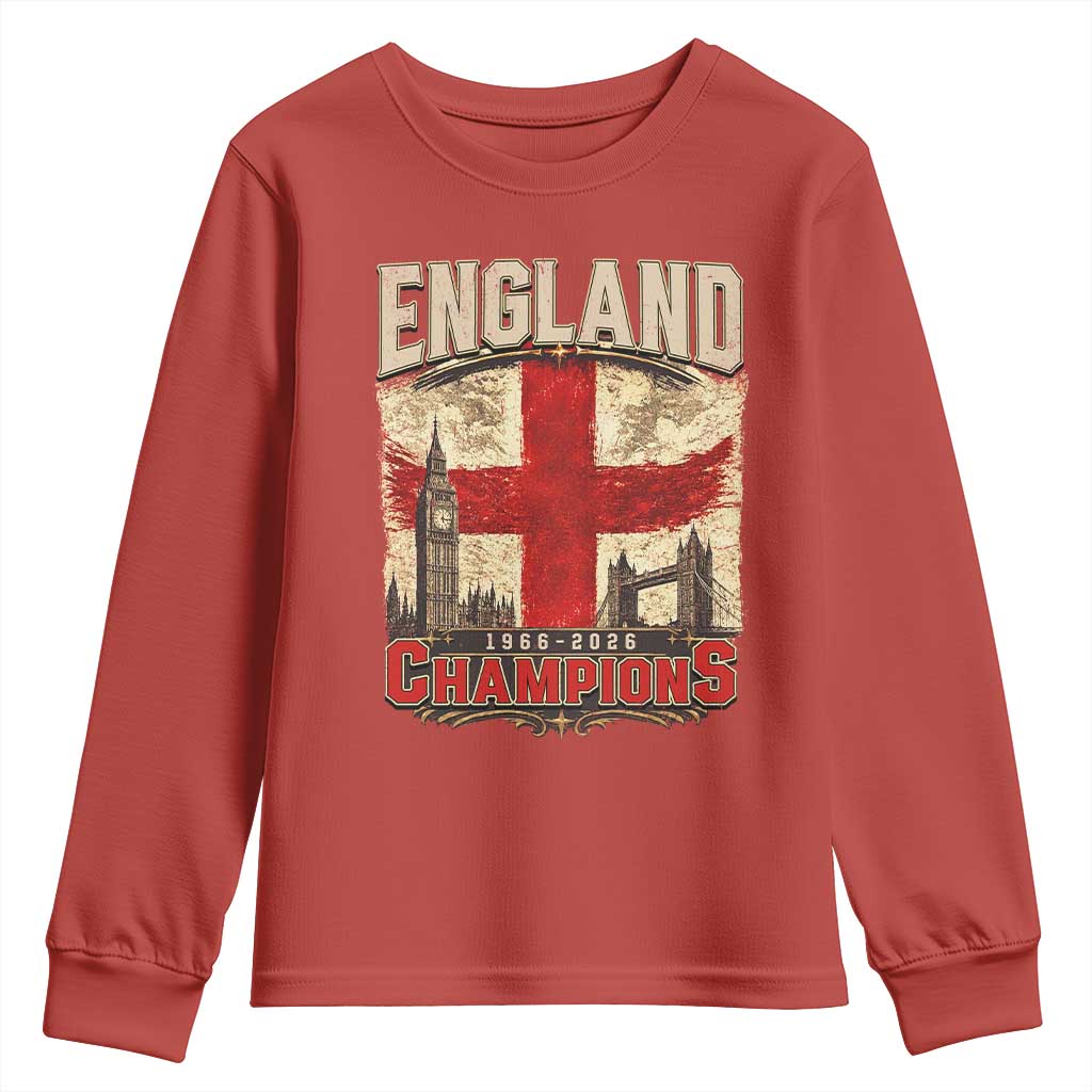 Vintage England Champions Youth Sweatshirt Proud Football Fan Heritage TS12 Red Print Your Wear