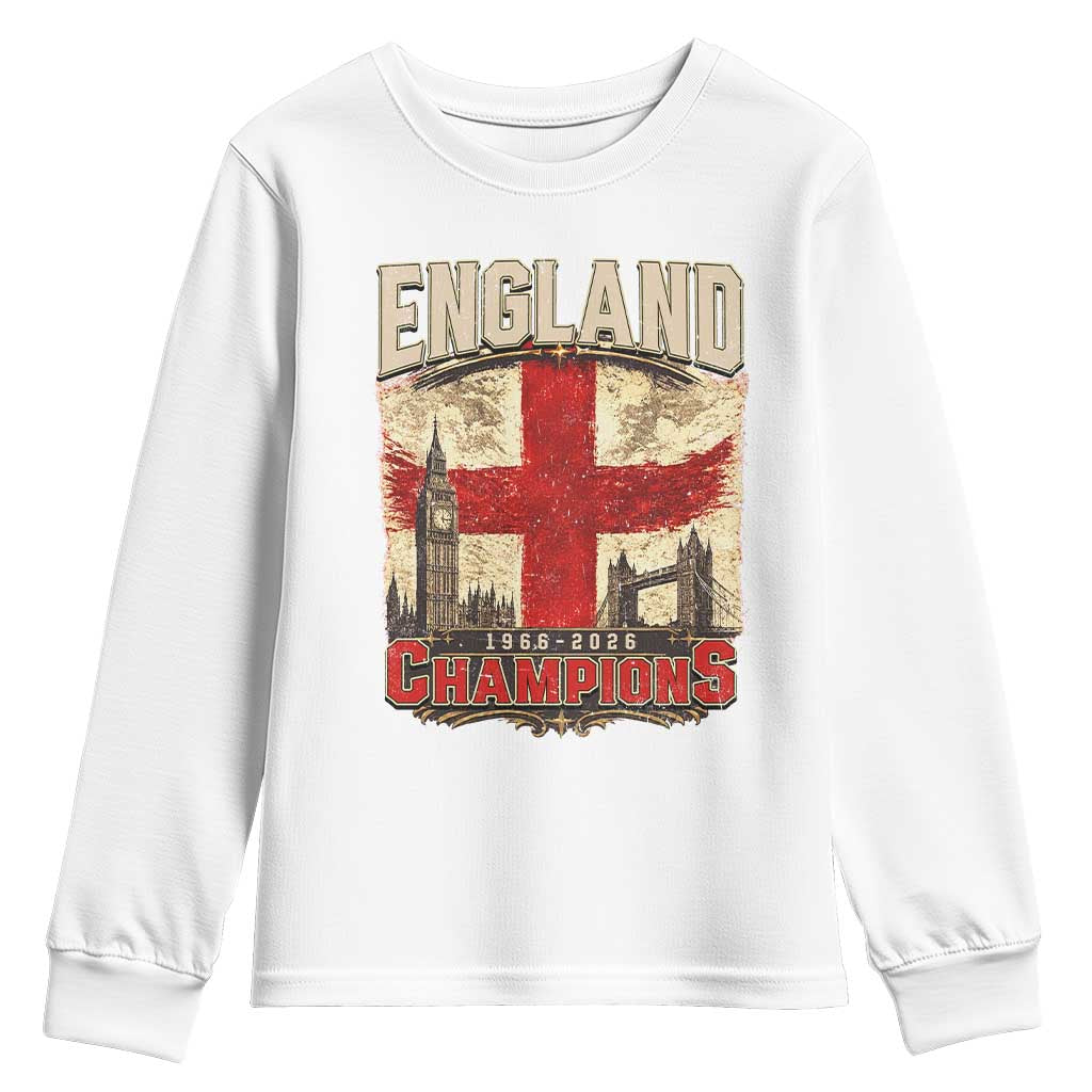 Vintage England Champions Youth Sweatshirt Proud Football Fan Heritage TS12 White Print Your Wear