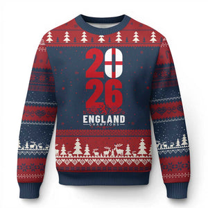Vintage England Champions Ugly Christmas Sweater Football Supporter Graphic TS12 Navy Red Print Your Wear