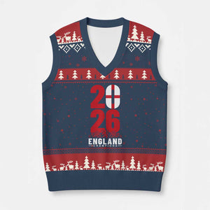 Vintage England Champions V-Neck Knit Sweater Vest Football Supporter Graphic TS12 Navy Red Print Your Wear