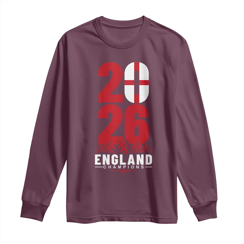 Vintage England Champions Long Sleeve Shirt Football Supporter Graphic TS12 Maroon Print Your Wear