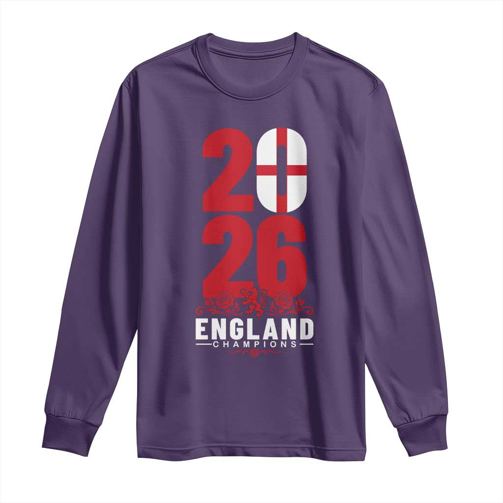 Vintage England Champions Long Sleeve Shirt Football Supporter Graphic TS12 Purple Print Your Wear