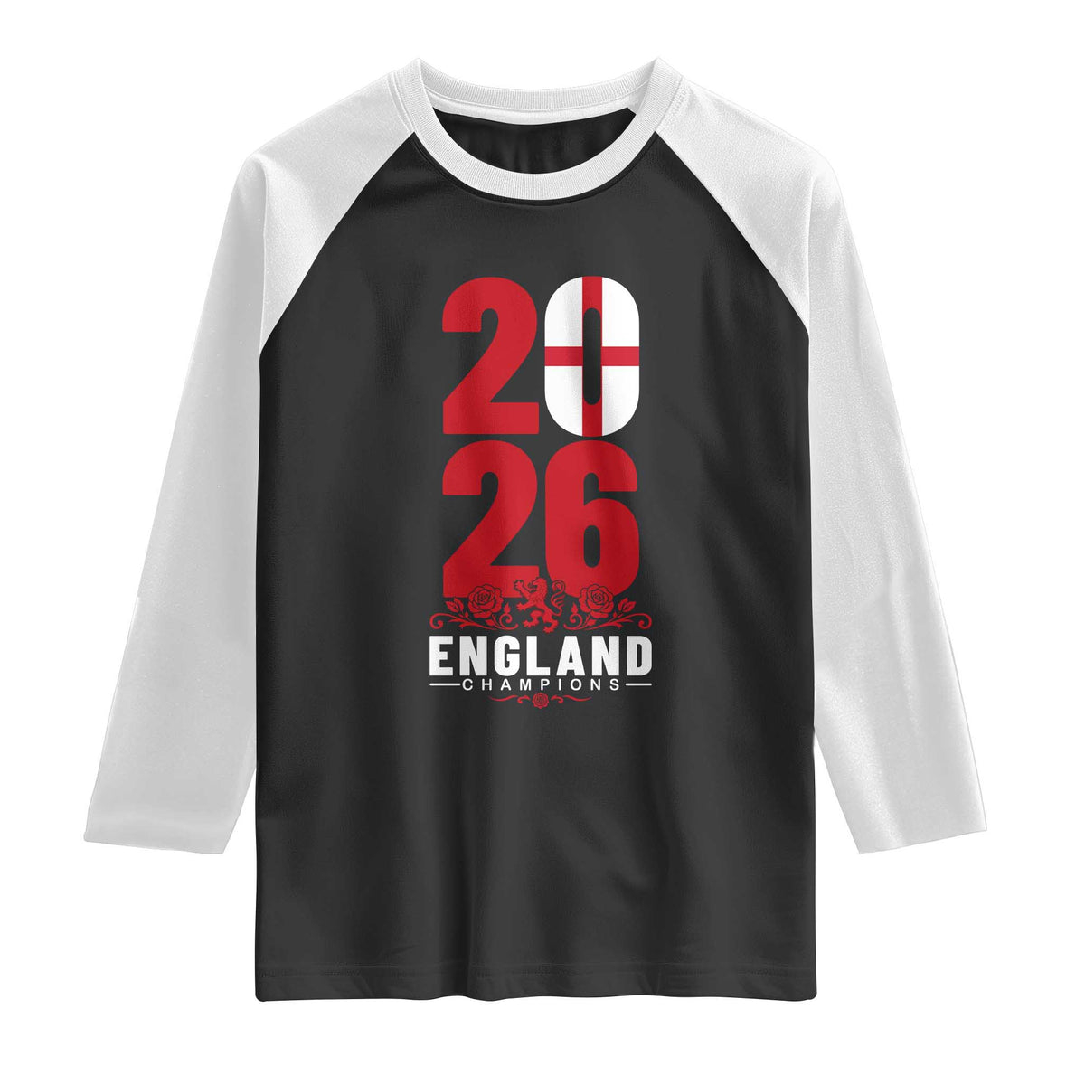 Vintage England Champions Raglan Shirt Football Supporter Graphic TS12 Black White Print Your Wear
