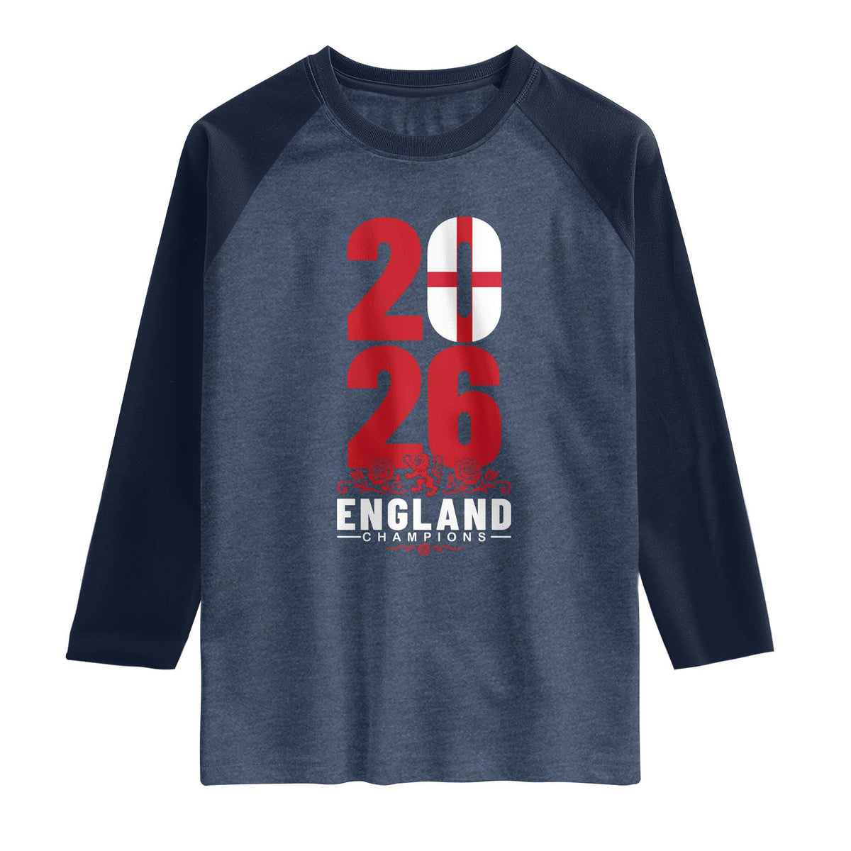 Vintage England Champions Raglan Shirt Football Supporter Graphic TS12 Heather Denim Navy Print Your Wear